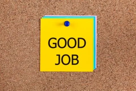 Hello! on corkboard Stock Photos