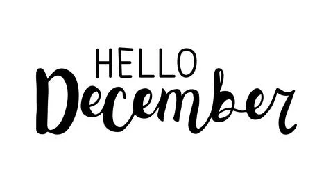 Hello December calligraphy hand drawn lettering. Simple greeting design annou Stock Illustration