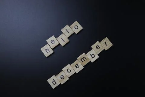 Hello December Letters Stock Photos