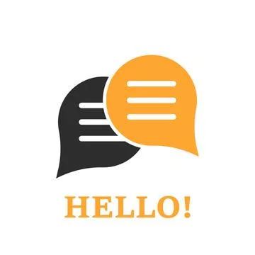 Hello dialogue balloon icon in flat style. Speech bubble vector illustratio.. Stock Illustration