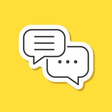 Hello dialogue balloon sticker icon in flat style. Speech bubble vector ill.. Stock Illustration