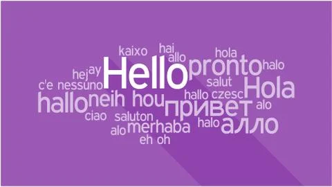 HELLO in different languages, word tag cloud Illustrazione stock
