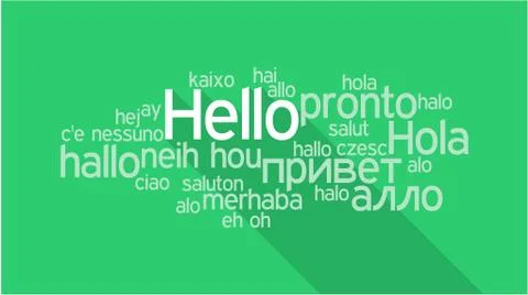 HELLO in different languages, word tag cloud Illustrazione stock