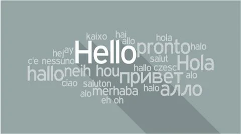 HELLO in different languages, word tag cloud Illustrazione stock