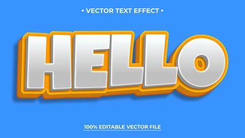 Hello editable text effect design vectors Modern editable text effect vecto.. Stock Illustration