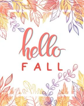 Hello fall card Stock Illustration