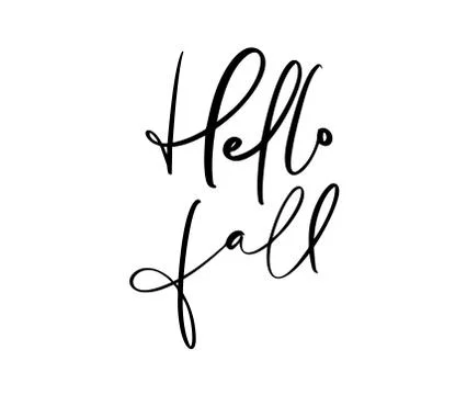 Hello fall lettering calligraphy text isolated on white background. Hand drawn 스톡 일러스트
