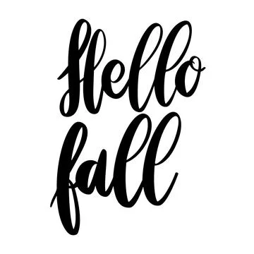 Hello fall. Lettering phrase on white background. Design element for greeting Stock Illustration