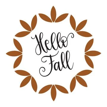 Hello fall monogram frame typography t-shirt design, tee print Stock Illustration