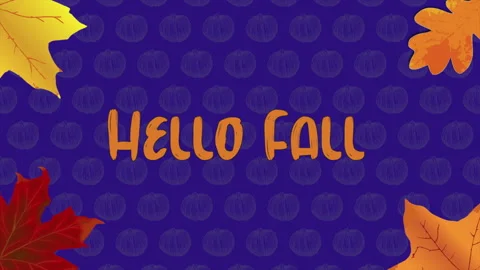 Hello Fall with pumpkins and autumn leafs pattern Stock Footage 209787750