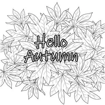 Hello, falling vector art natural autumn leaf of hand-drawn illustratio Stock Illustration