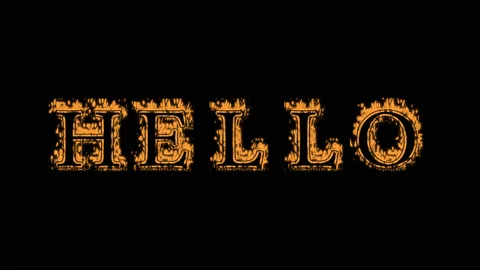 Hello fire text effect black background Stock Footage 136151808