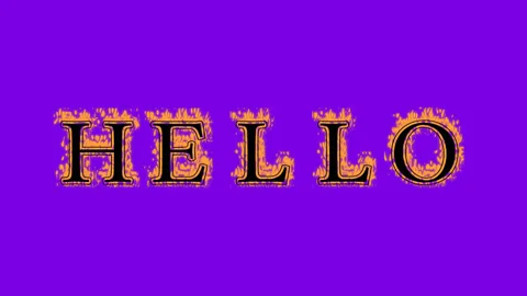 Hello fire text effect violet background Stock Footage 136151813