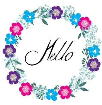 Hello Floral Frame Illustrazione stock