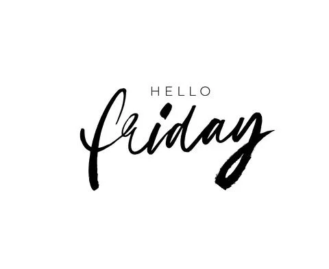 Hello Friday hand drawn ink brush lettering. Stock Illustration