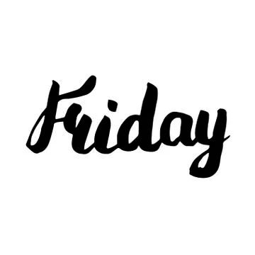 Hello Friday postcard. Ink illustration. Modern brush calligraphy. Stock Illustration