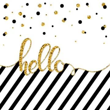 Hello gold glitter card Stock Illustration