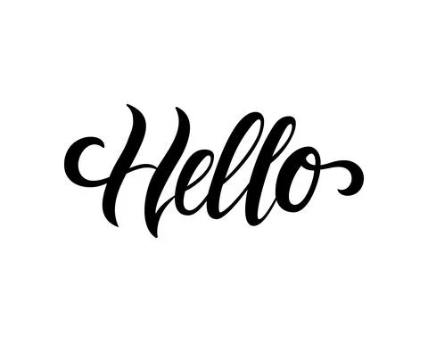 Hello. Hand drawn calligraphy and brush pen lettering. design for holiday gre Stock Illustration