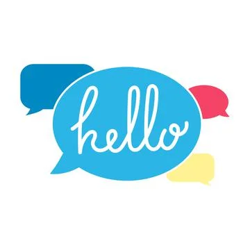 'Hello' hand lettering. Fun doodle style calligraphic headline in colours spe Stock Illustration