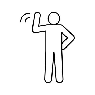 Hello hand man line icon vector illustration Stock Illustration