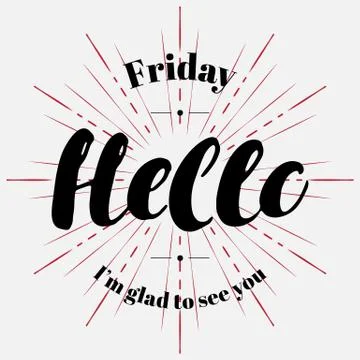 Hello-  hand painted brush pen modern calligraphy Stock Illustration