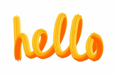Hello hand written 3d word. Calligraphy design script. Lettering for greeting ca Stock Illustration