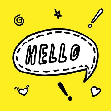 Hello, handwriting doodle speech bubble for banners, flyers, posters, social Stock Illustration