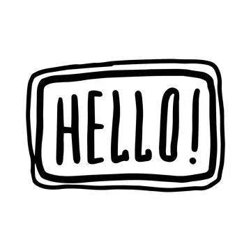 Hello, handwriting doodle speech bubble for banners, flyers, posters, social Stock Illustration