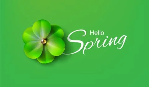 Hello, hi spring green background stock vector illustration. Realistic flower Stock Illustration