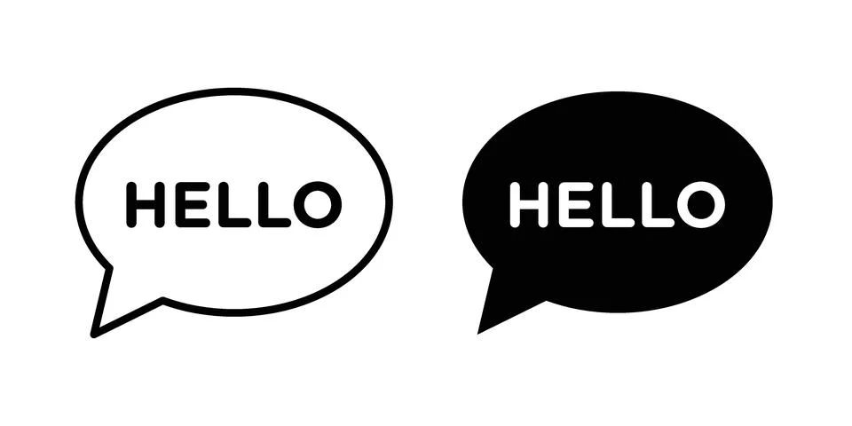 Hello icon pack with silhouette and stroke web icons Stock Illustration
