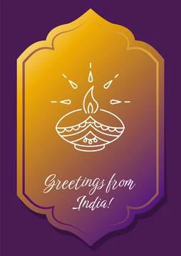 Hello from India postcard with linear glyph icon Stock Illustration