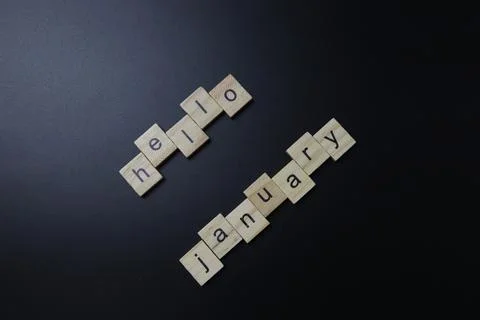 Hello January Letters Stock Photos