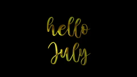 Hello July Gold Handwriting Text Animation. Stock Footage 290823934