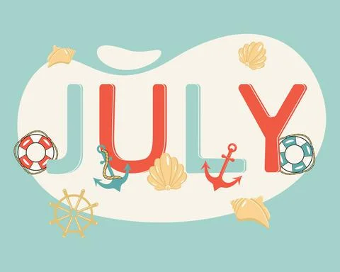 Hello July. Marine theme Stock Illustration
