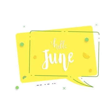 Hello June banner. Element for summer graphic design. Vector illustration. Stock Illustration