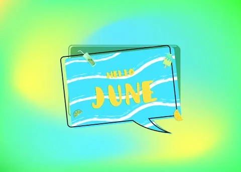 Hello June banner. Element for summer graphic design. Vector illustration. Stock Illustration
