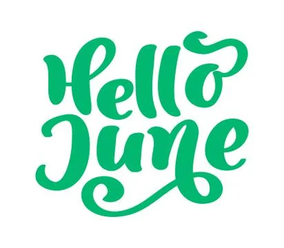 Hello june lettering print vector text. Summer minimalistic illustration Stock Illustration