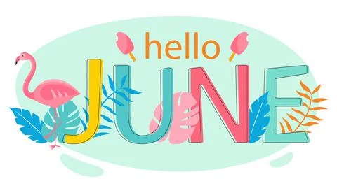 Hello June. Summer theme Stock Illustration