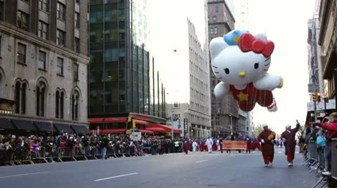 Hello Kitty balloon in Macy's Parade | Stock Video | Pond5