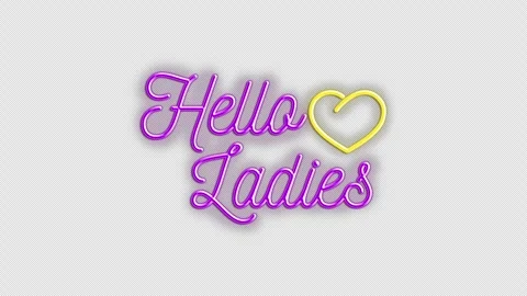 Hello ladies neon sign loop on alpha channel transparent background Stock Footage 343675927