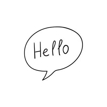 Hello Letter in Hand Drawn Speech Bubble Vector Template イラスト素材