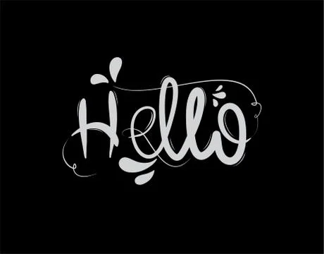 Hello lettering text on black background in vector illustration Stock Illustration