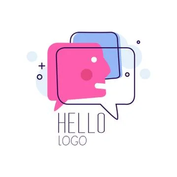 Hello logo, emblem with Hello word and message bubbles vector Illustrations on a Stockillustratie
