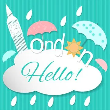 Hello London Stock Illustration