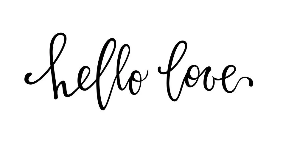 Hello love. Hand drawn creative calligraphy and brush pen lettering isolate.. 스톡 일러스트