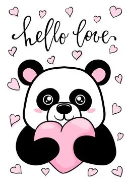 Hello love. Hand drawn creative calligraphy and brush pen lettering. Cute P.. Stock Illustration