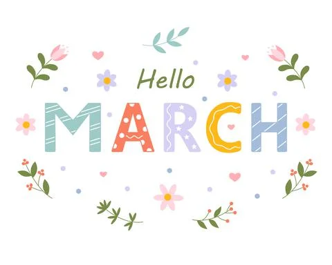 Hello March Stock Illustration