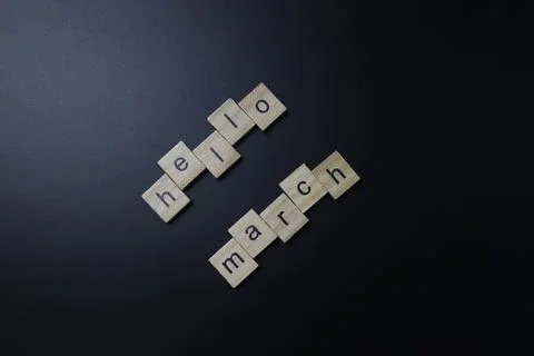 Hello March Letters Stock Photos