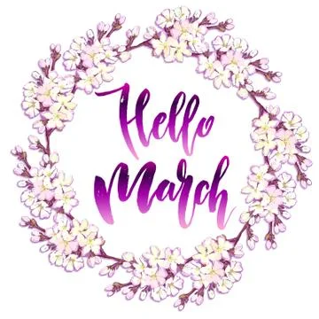 Hello march quote. Stock Illustration