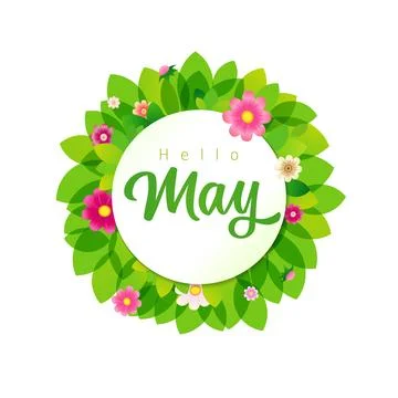 Hello May green wreath Illustrazione stock